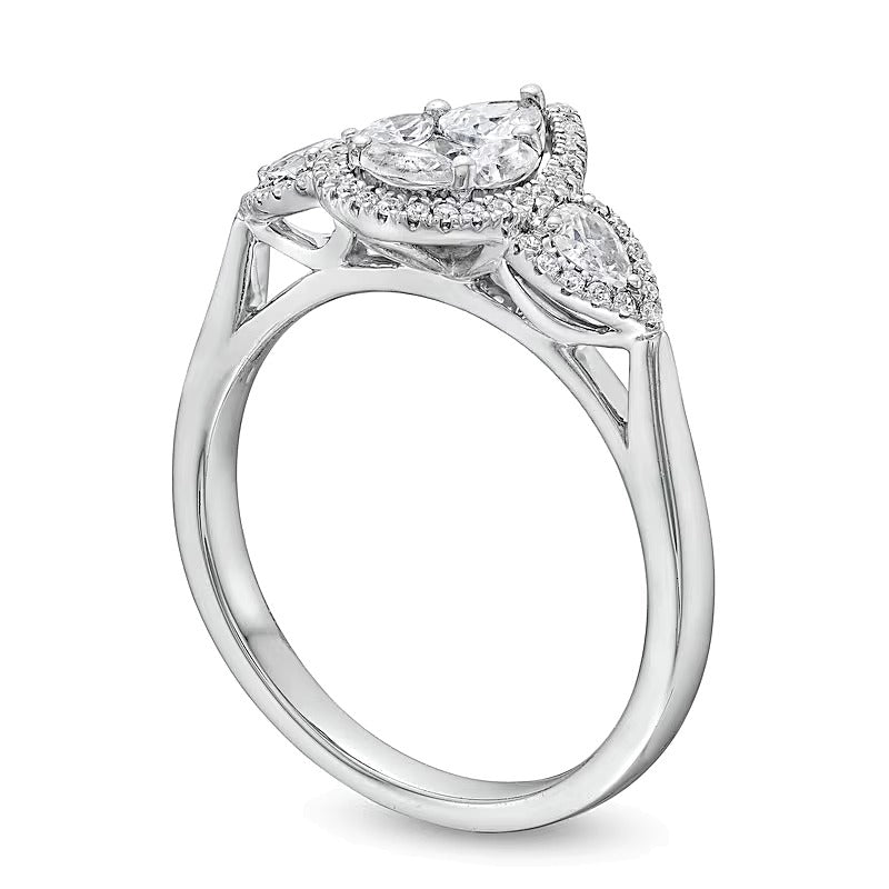0.75 CT. TW Multi-Diamond Pear Composite Framed Engagement Ring in 10K White Gold