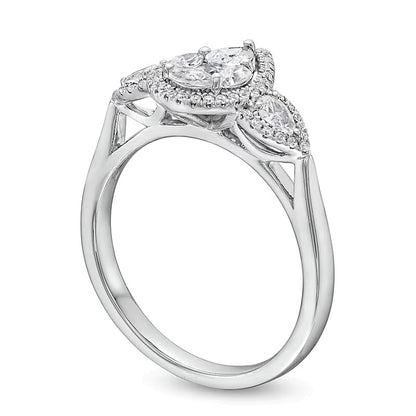 0.75 CT. TW Multi-Diamond Pear Composite Framed Engagement Ring in 10K White Gold