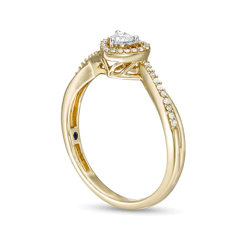 0.17 CT. TW Diamond Heart Frame Bypass Promise Ring in 10K Gold
