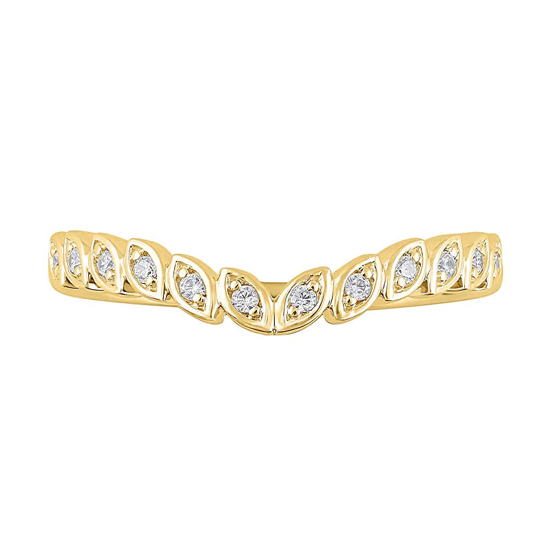 0.1 CT. TW Diamond Marquise Frame Contour Band in 10K Gold