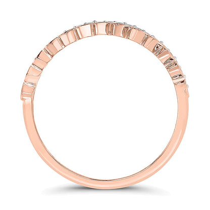 0.13 CT. TW Diamond Edge and Hearts Double Row Stackable Band in 10K Rose Gold