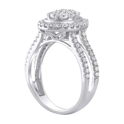 1.0 CT. TW Pear Multi-Diamond Frame Open Shank Engagement Ring in 10K White Gold