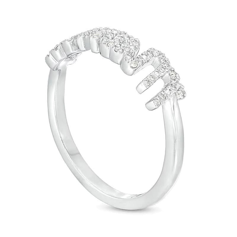 Love Talks 0.13 CT. TW Diamond "Mama" Ring in 10K White Gold