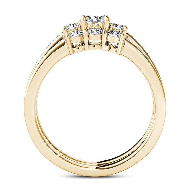 1.0 CT. TW Diamond Three Stone Bridal Set in 14K Gold
