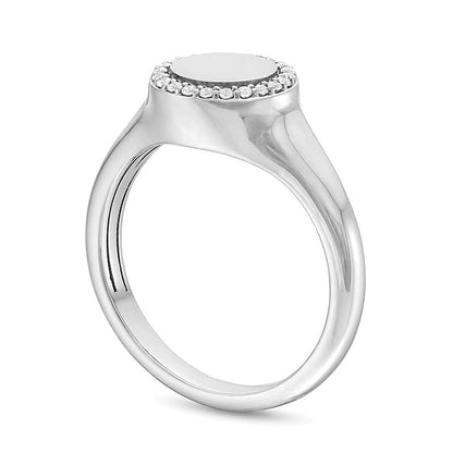 0.1 CT. TW Diamond Frame Signet Ring in 10K White Gold