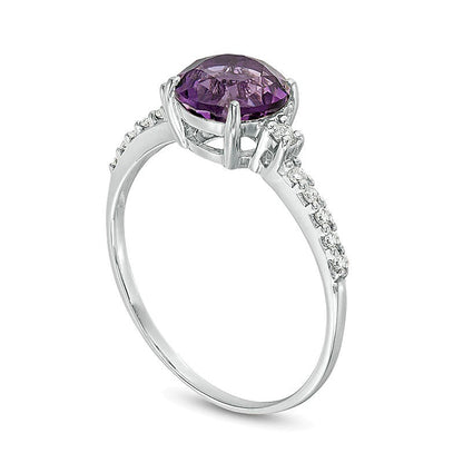 7.0mm Amethyst and 0.13 CT. TW Diamond Engagement Ring in 10K White Gold