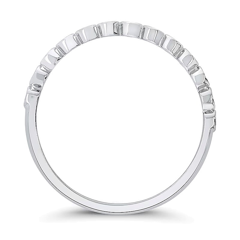 0.33 CT. TW Diamond Bezel Double Row Ring in 10K White Gold