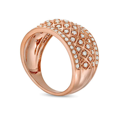 0.75 CT. TW Diamond Edge Wide Lattice Band in 10K Rose Gold