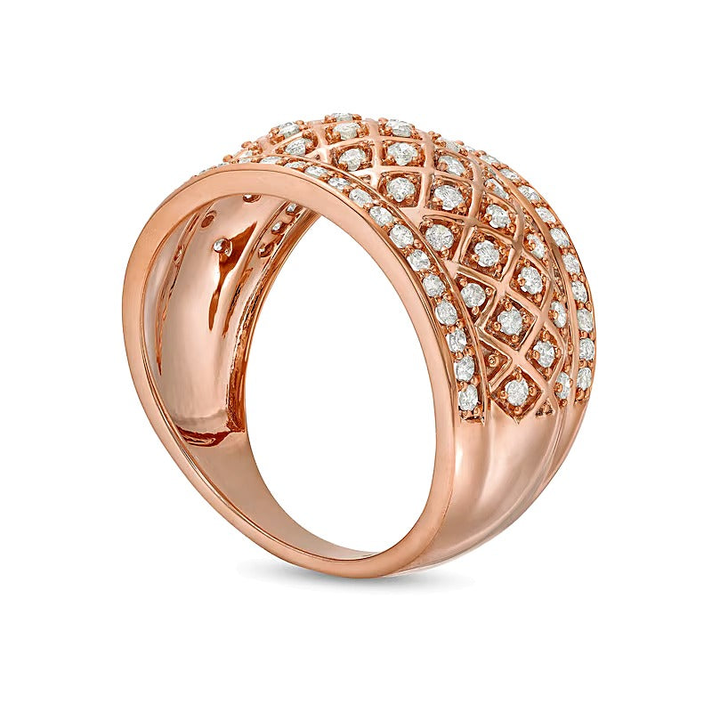 0.75 CT. TW Diamond Edge Wide Lattice Band in 10K Rose Gold