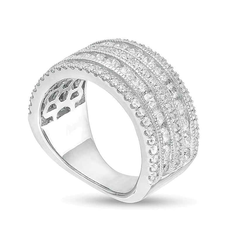 2.0 CT. TW Diamond Multi-Row Vintage-Style Engagement Ring in 10K White Gold