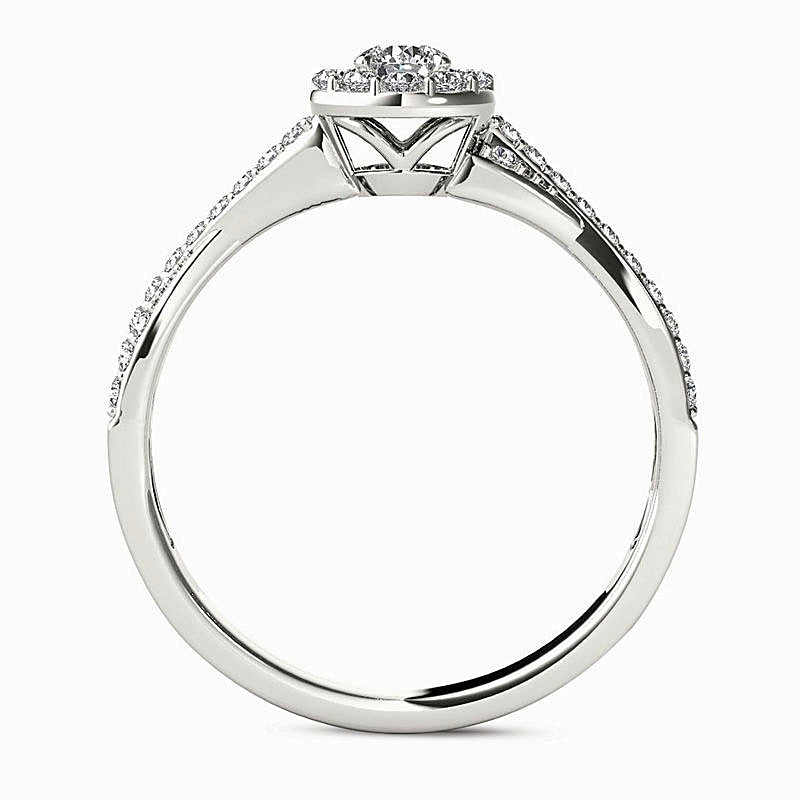 0.5 CT. TW Diamond Frame Twist Shank Engagement Ring in 14K White Gold
