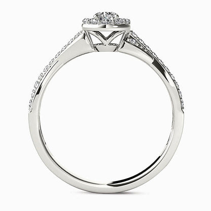 0.5 CT. TW Diamond Frame Twist Shank Engagement Ring in 14K White Gold