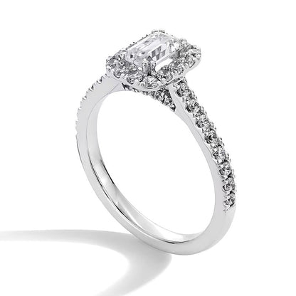 1.0 CT. TW Emerald-Cut Lab-Grown Diamond Frame Engagement Ring in 14K White Gold (F/SI2)