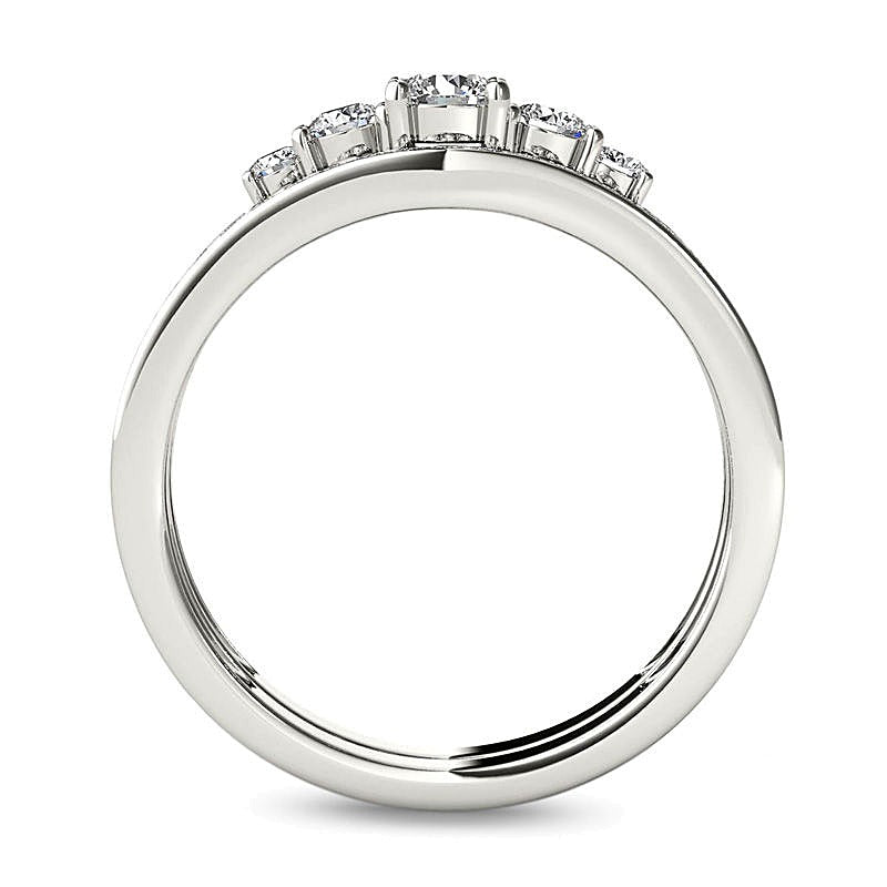 0.5 CT. TW Diamond Five Stone Bridal Set in 14K White Gold
