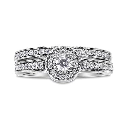 0.5 CT. TW Diamond Frame Bridal Set in Sterling Silver (J/I3)
