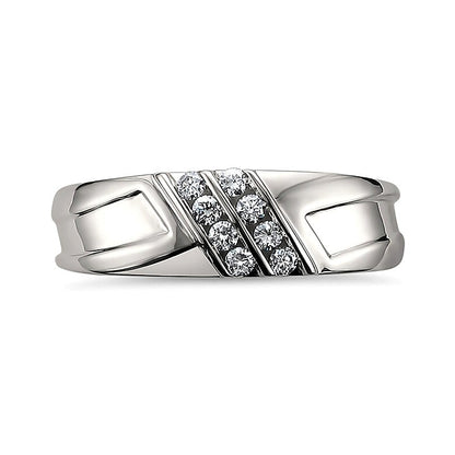 0.25 CT. TW Diamond Textured Band in 14K White Gold