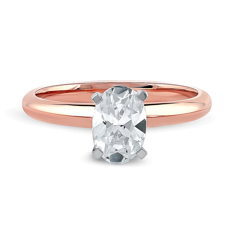 1.0 CT. Oval Lab-Grown Diamond Solitaire Engagement Ring in 14K Rose Gold (F/VS2)