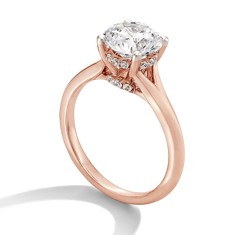 2.0 CT. TW Lab-Grown Diamond Solitaire Hidden Halo Engagement Ring in 14K Rose Gold (F/VS2)
