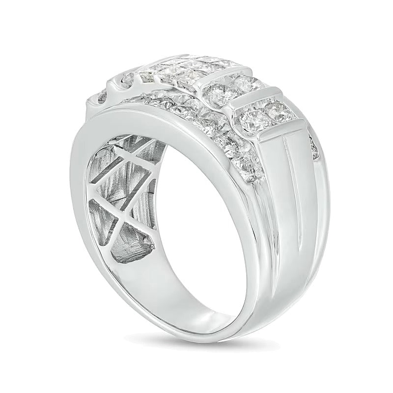 3.0 CT. TW Square-Shaped Multi-Diamond Channel and Vertical Row Band in 10K White Gold