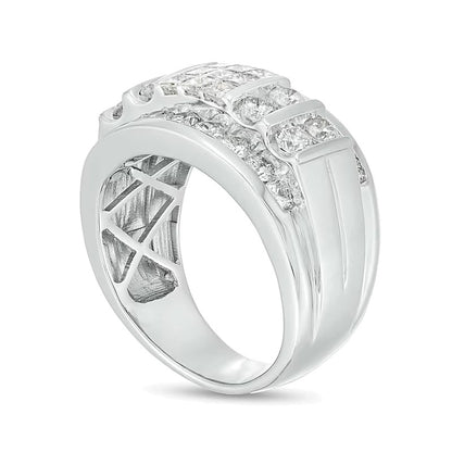 3.0 CT. TW Square-Shaped Multi-Diamond Channel and Vertical Row Band in 10K White Gold