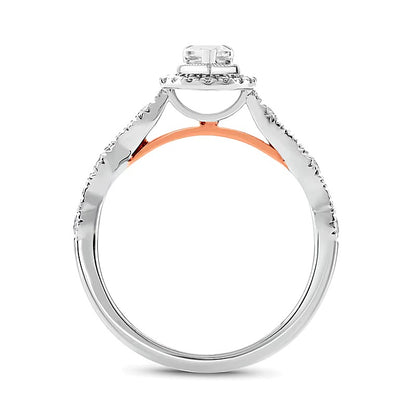 1.0 CT. TW Pear-Shaped Diamond Frame Art Deco Vintage-Style Bridal Set in 14K Two-Tone Gold