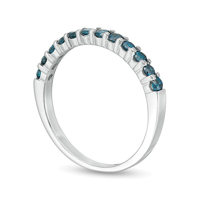 0.5 CT. TW Enhanced Blue Diamond Anniversary Band in 14K White Gold
