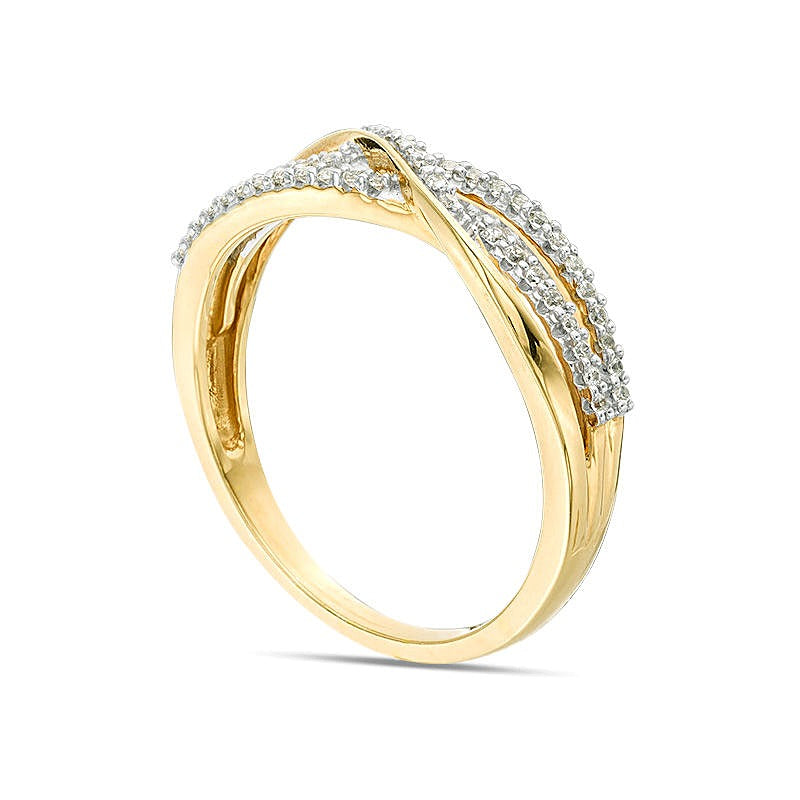 0.17 CT. TW Diamond Layered Crossover Anniversary Band in 10K Gold