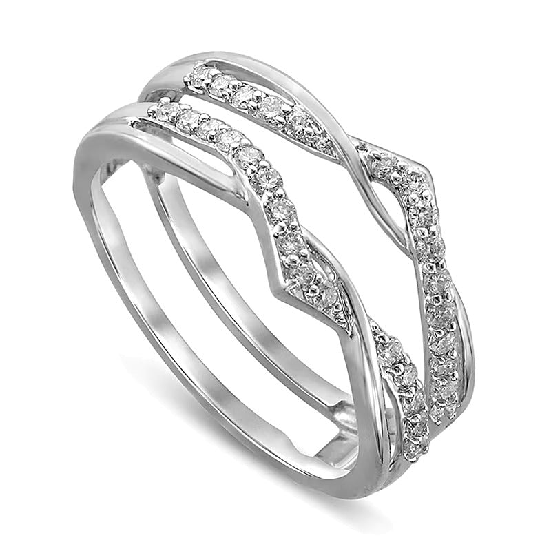 0.25 CT. TW Diamond Crossover Chevron Solitaire Enhancer in 14K White Gold