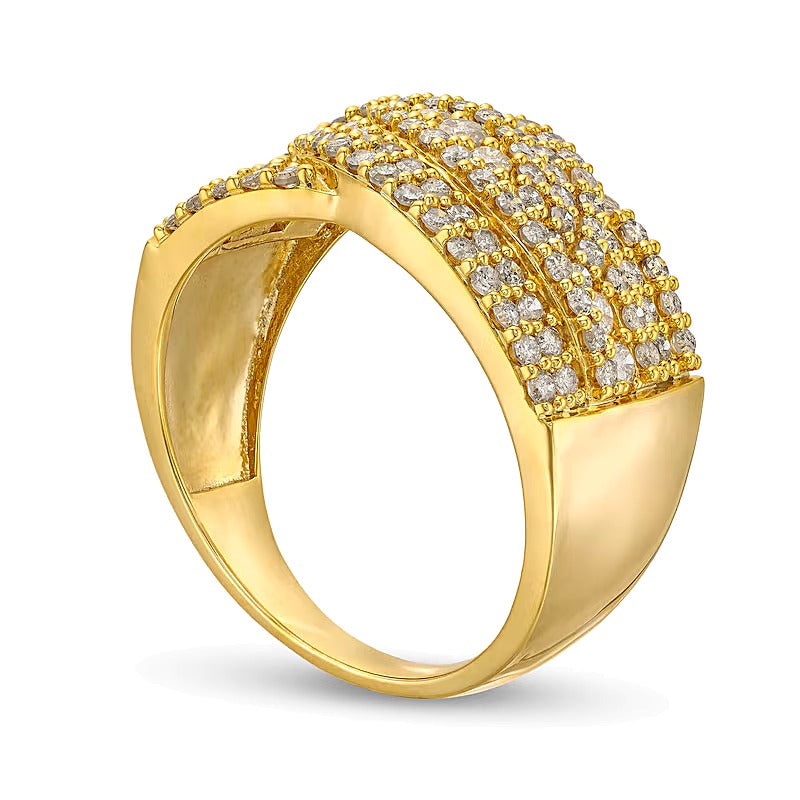 1.0 CT. TW Diamond Triple Row Overlay Band in 10K Gold