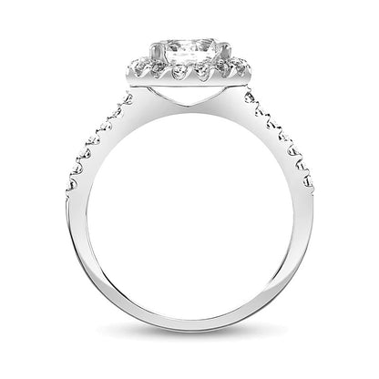 7.0mm White Lab-Created Sapphire Framed Engagement Ring in Sterling Silver