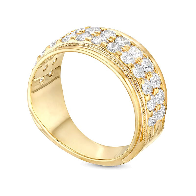 2.0 CT. TW Diamond Double Row Vintage-Style Wedding Band in 10K Gold