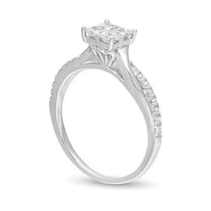 0.5 CT. TW Princess-Cut Quad Diamond Twist Shank Engagement Ring in 14K White Gold