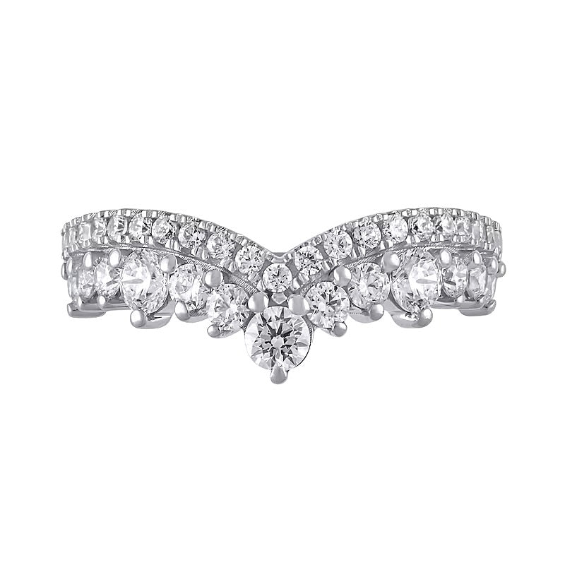 1.0 CT. TW Diamond Double Row Contour Band in 14K White Gold