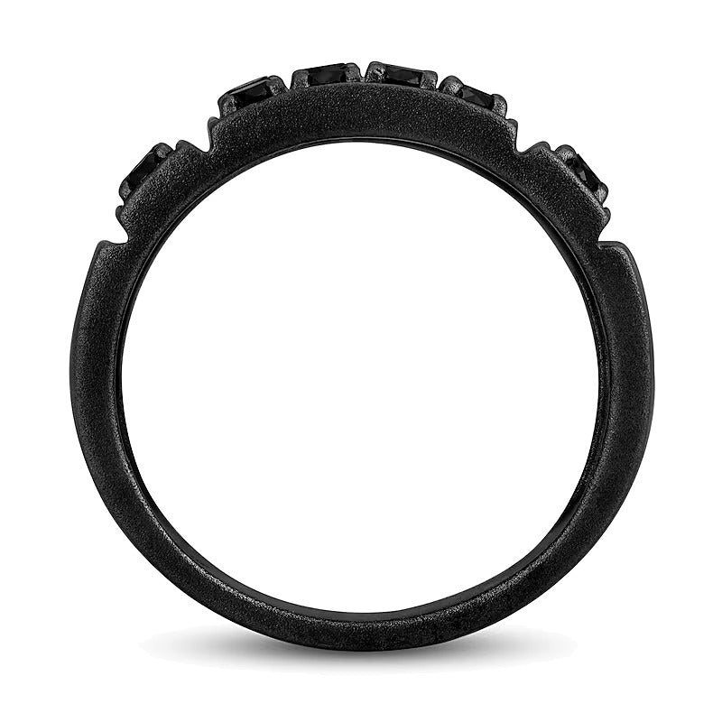 2.2 CT. TW Black Diamond Rectangle-Top Ring in Oxidized Black Sterling Silver