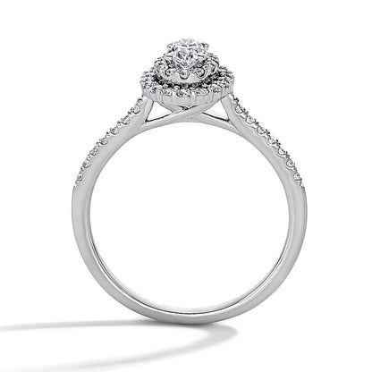 0.5 CT. TW Oval Lab-Grown Diamond Double Frame Promise Ring in 10K White Gold (F/SI2)