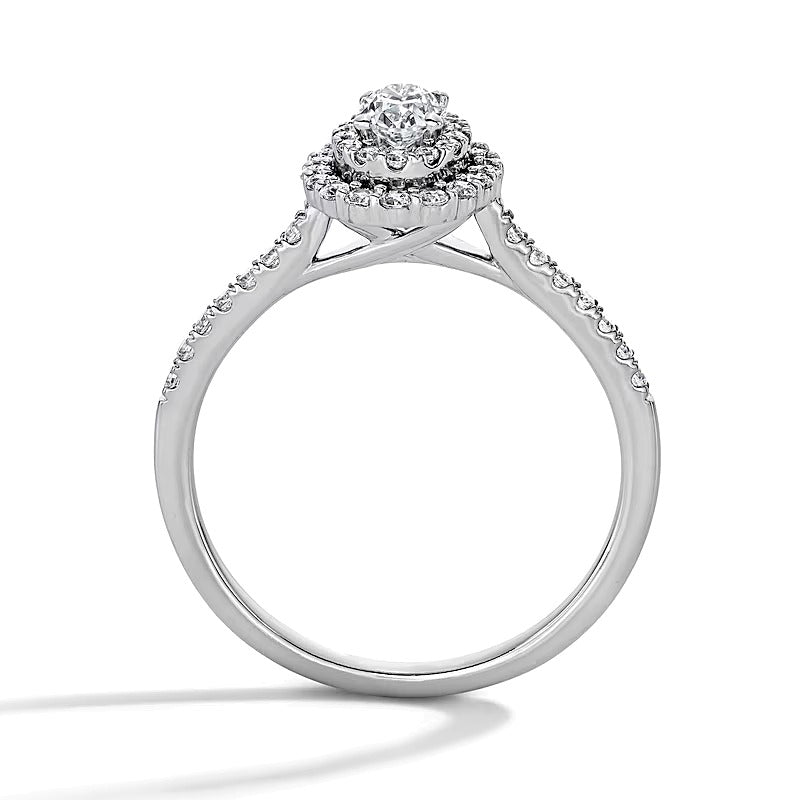 0.5 CT. TW Oval Lab-Grown Diamond Double Frame Promise Ring in 10K White Gold (F/SI2)