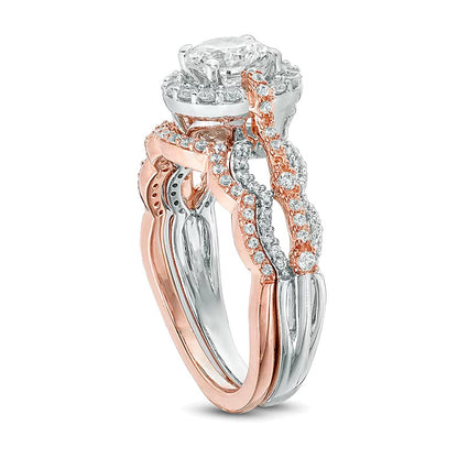 1.5 CT. TW Diamond Frame Bridal Set in 14K Two-Tone Gold (H/SI2)