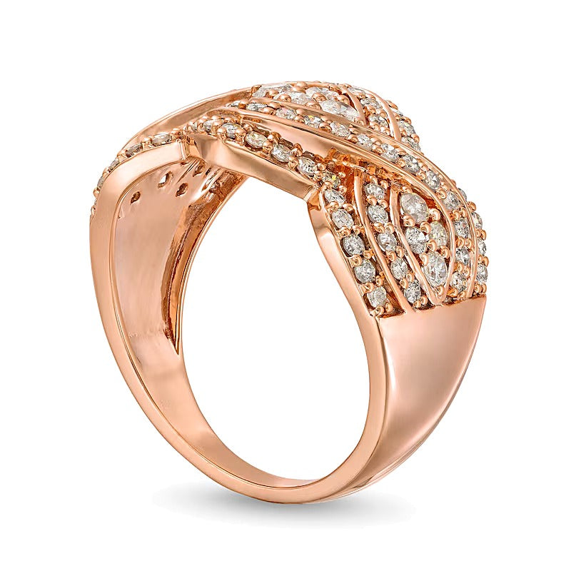 1.0 CT. TW Quad Diamond Edge Infinity Braid Ring in 10K Rose Gold