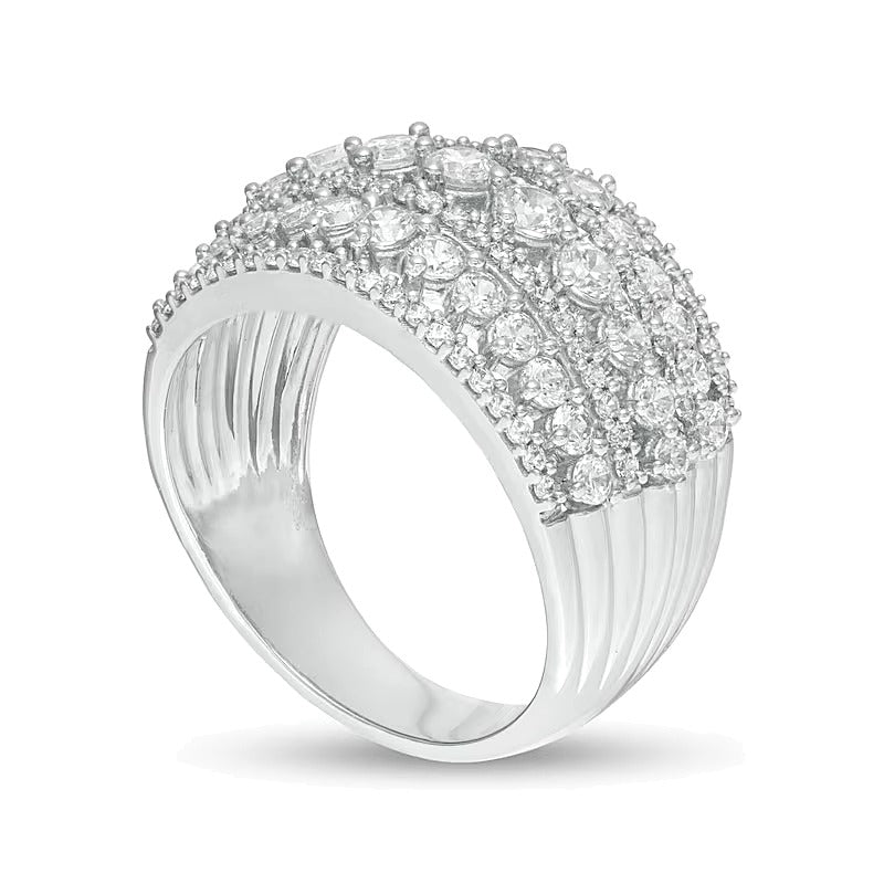2.0 CT. TW Diamond Multi-Row Domed Ring in 10K White Gold