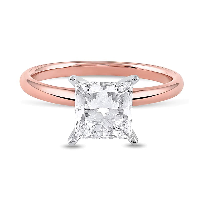 2.0 CT. Princess-Cut Lab-Grown Diamond Solitaire Engagement Ring in 14K Rose Gold (F/VS2)