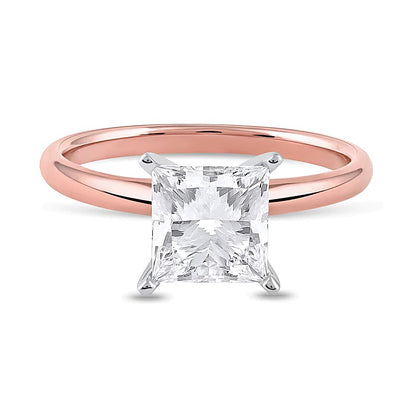 2.0 CT. Princess-Cut Lab-Grown Diamond Solitaire Engagement Ring in 14K Rose Gold (F/VS2)