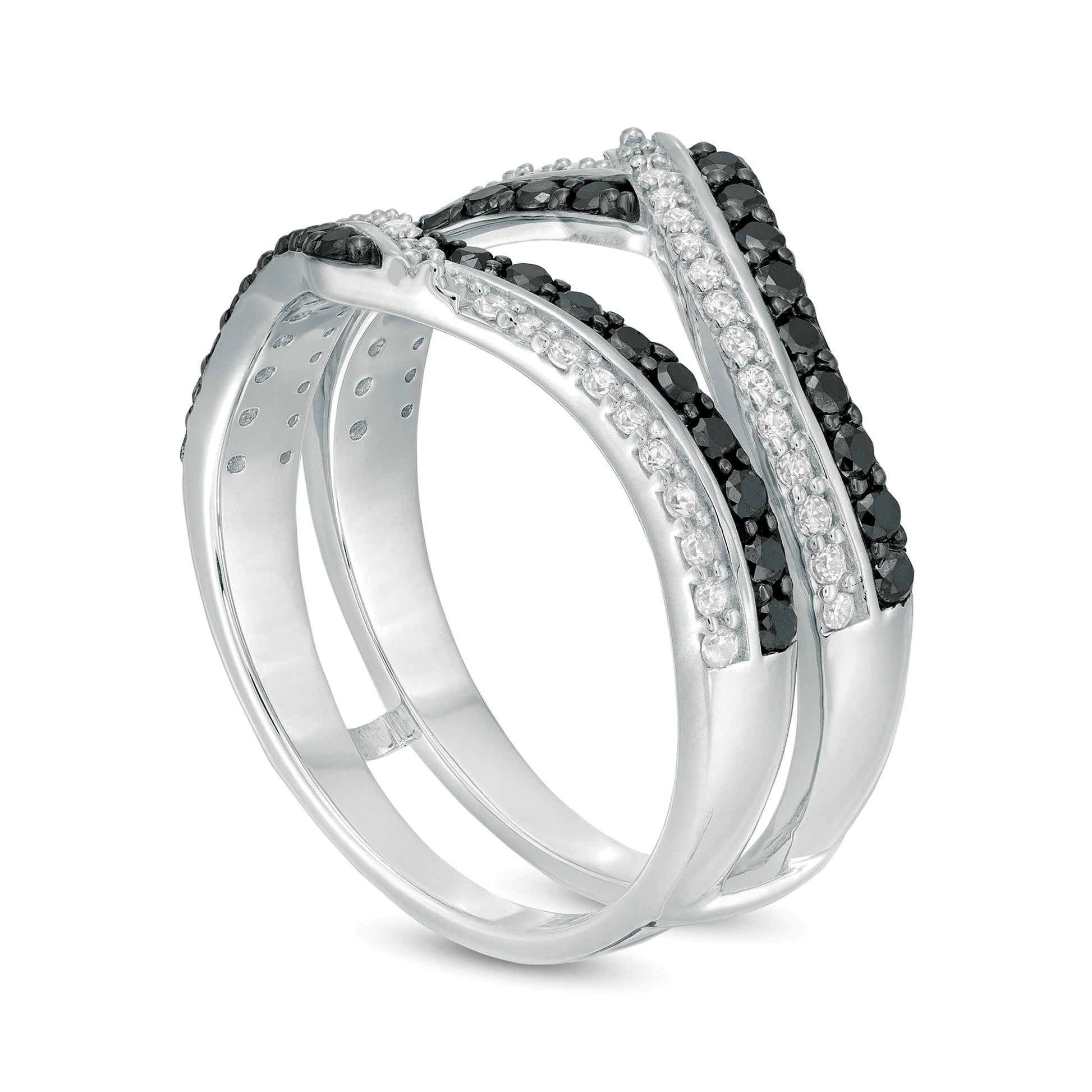 0.75 CT. TW Enhanced Black and White Diamond Chevron Solitaire Enhancer in 10K White Gold