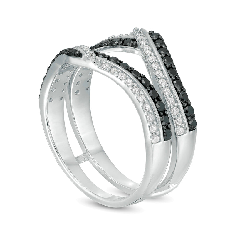 0.75 CT. TW Enhanced Black and White Diamond Chevron Solitaire Enhancer in 10K White Gold
