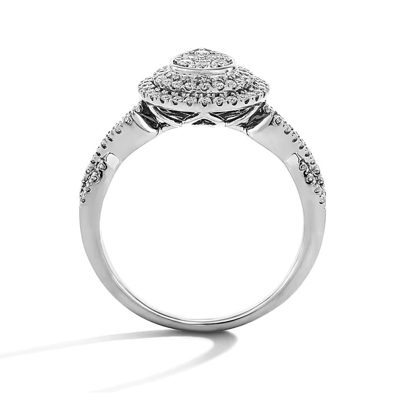 0.5 CT. TW Multi-Diamond Double Frame Engagement Ring in 10K White Gold