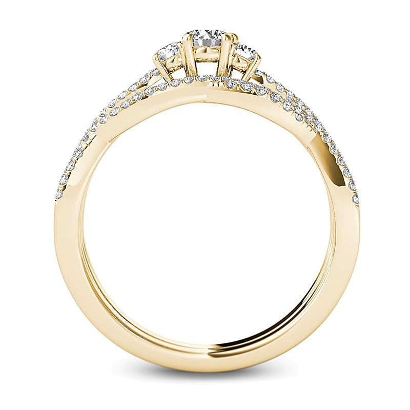 0.5 CT. TW Diamond Three Stone Twist Bridal Set in 14K Gold