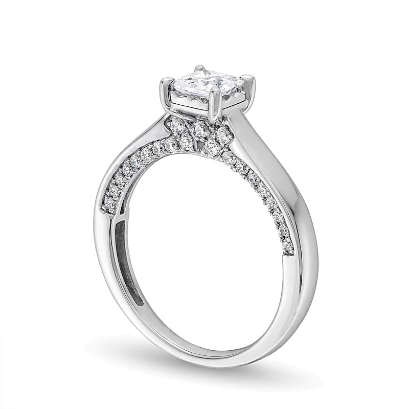 1.0 CT. TW Princess-Cut Diamond Edge Engagement Ring in 14K White Gold (I/I2)