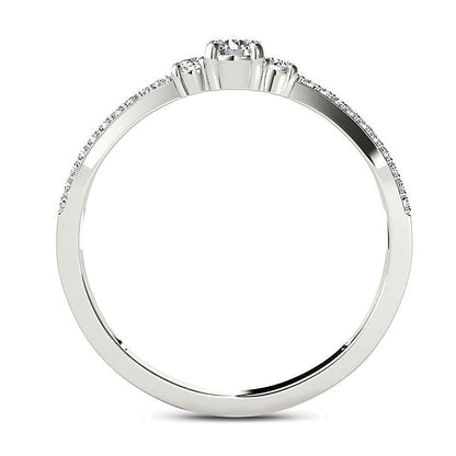 0.25 CT. TW Diamond Three Stone Split Shank Engagement Ring in 14K White Gold