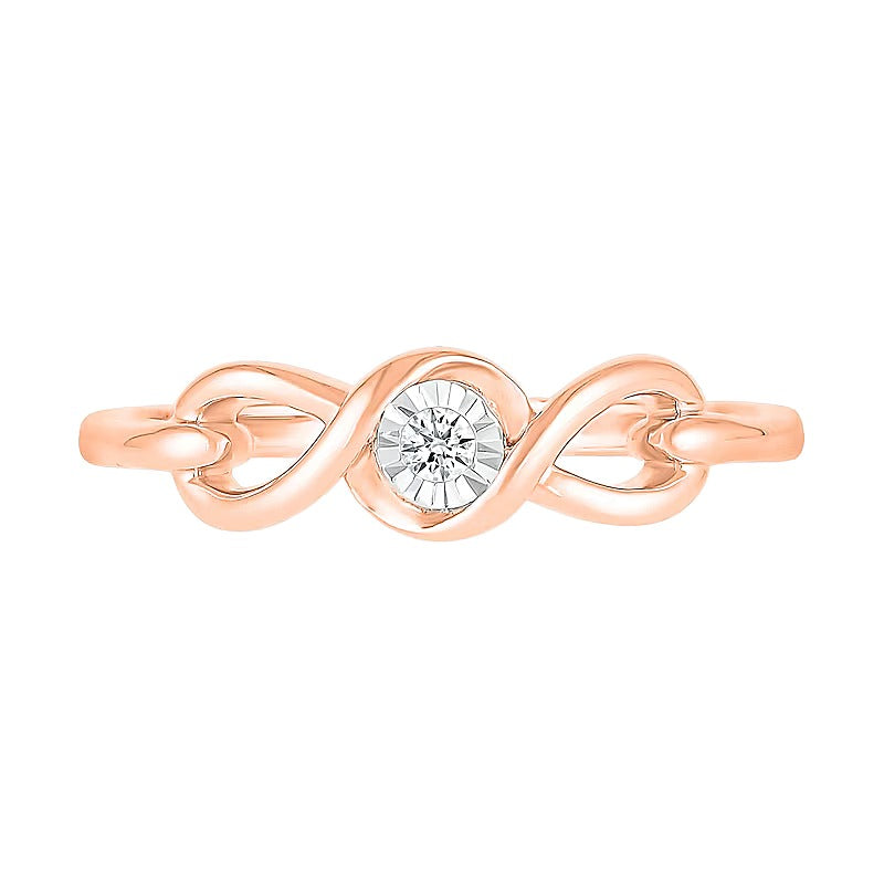 Diamond Accent Solitaire Cascading Infinity Frame Buckle Promise Ring in 10K Rose Gold (J/I3)
