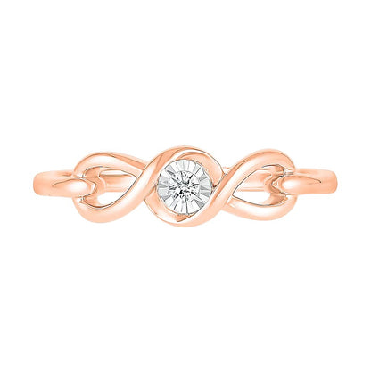 Diamond Accent Solitaire Cascading Infinity Frame Buckle Promise Ring in 10K Rose Gold (J/I3)