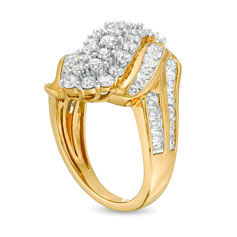 3.0 CT. TW Diamond Multi-Row Bypass Ring in 10K Gold